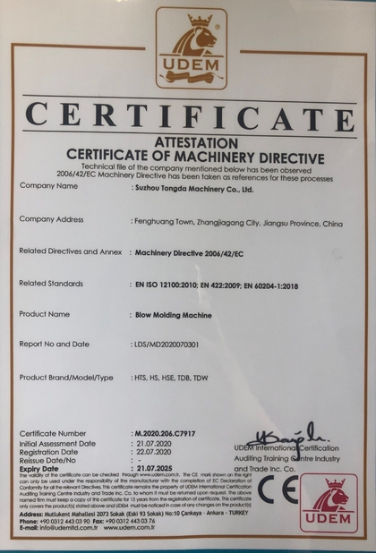 China Suzhou Tongda Machinery Co., Ltd. certification